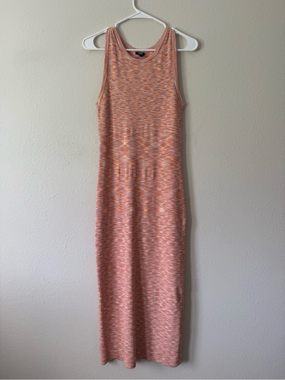 Ribbed Knit dress in Orange & Cream